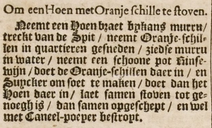 Recept uit: De Verstandige Kock (Amsterdam, 1667)